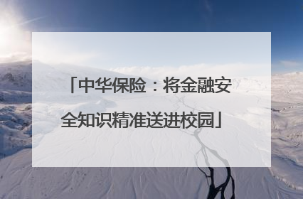 中华保险：将金融安全知识精准送进校园
