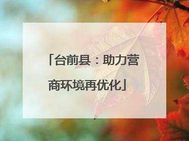台前县：助力营商环境再优化