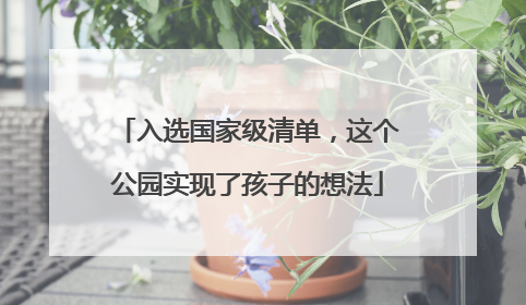 入选国家级清单，这个公园实现了孩子的想法