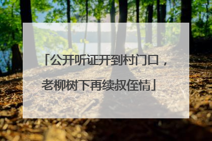 公开听证开到村门口，老柳树下再续叔侄情