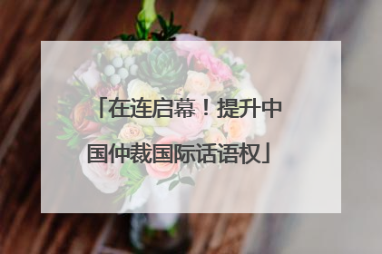 在连启幕！提升中国仲裁国际话语权