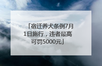 宿迁养犬条例7月1日施行，违者最高可罚5000元