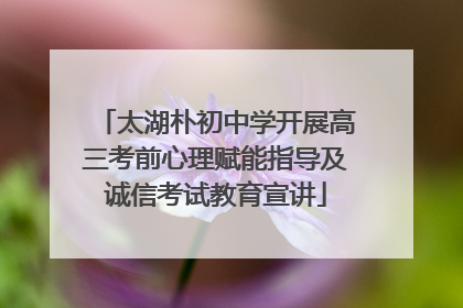 太湖朴初中学开展高三考前心理赋能指导及诚信考试教育宣讲