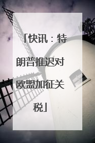 快讯：特朗普推迟对欧盟加征关税