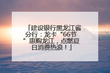 建设银行黑龙江省分行：龙卡“66节”惠购龙江，点燃夏日消费热浪！