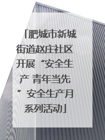 肥城市新城街道赵庄社区开展“安全生产 青年当先”安全生产月系列活动