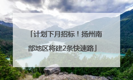计划下月招标！扬州南部地区将建2条快速路