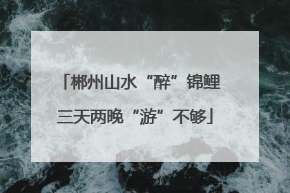 郴州山水“醉”锦鲤 三天两晚“游”不够