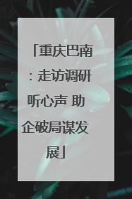 重庆巴南：走访调研听心声 助企破局谋发展