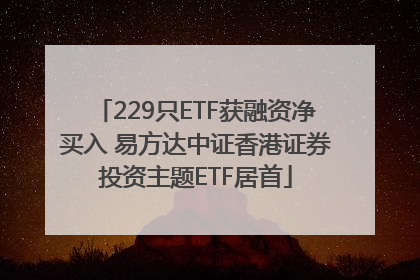 229只ETF获融资净买入 易方达中证香港证券投资主题ETF居首